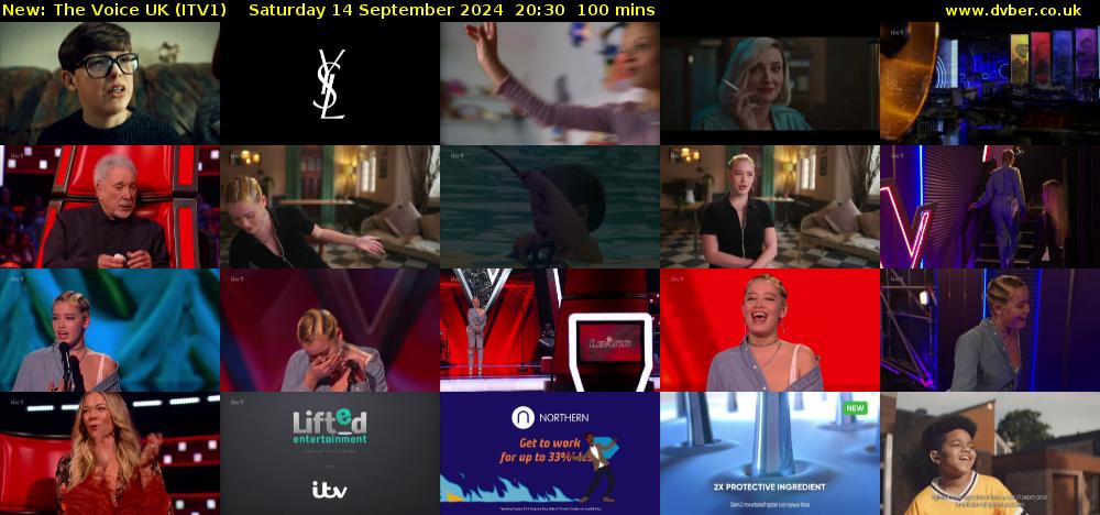 The Voice UK (ITV1) Saturday 14 September 2024 20:30 - 22:10