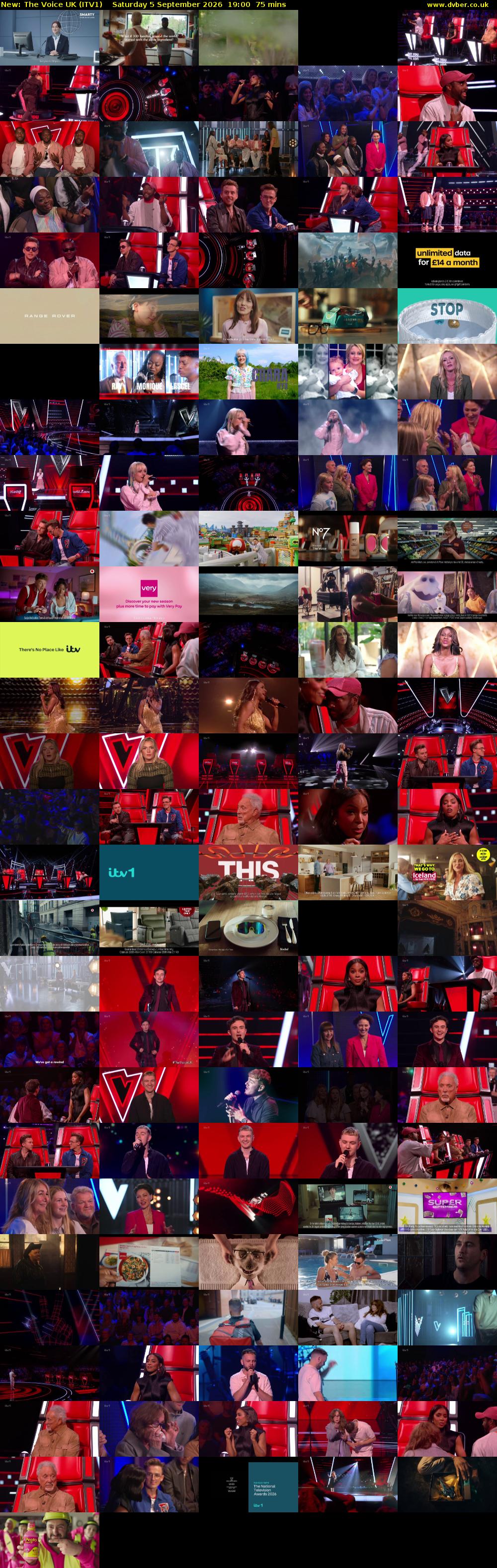 The Voice UK (ITV1) Saturday 5 September 2026 19:00 - 20:15
