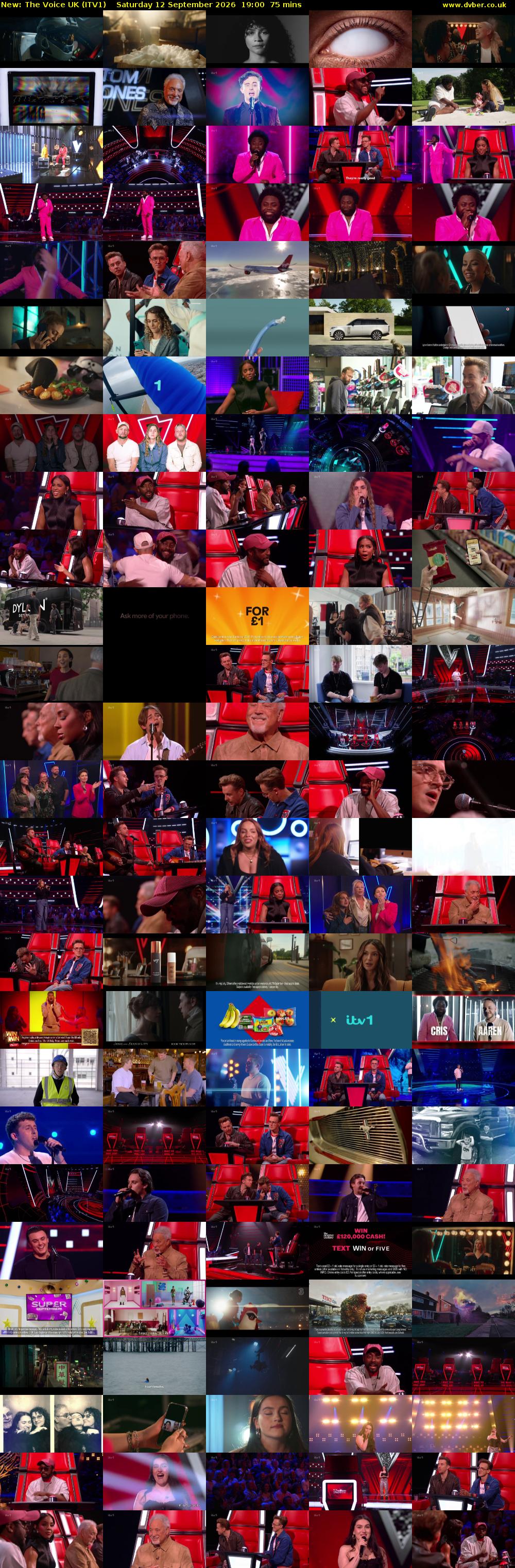 The Voice UK (ITV1) Saturday 12 September 2026 19:00 - 20:15