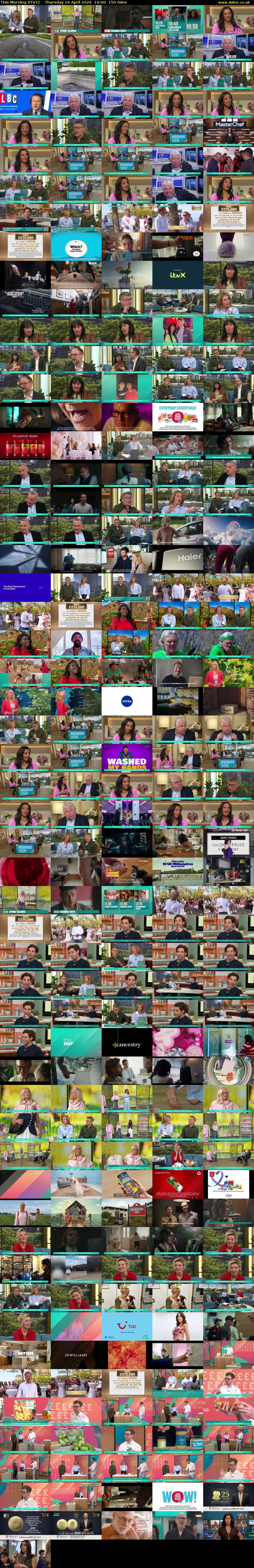This Morning (ITV1) Thursday 16 April 2026 10:00 - 12:30