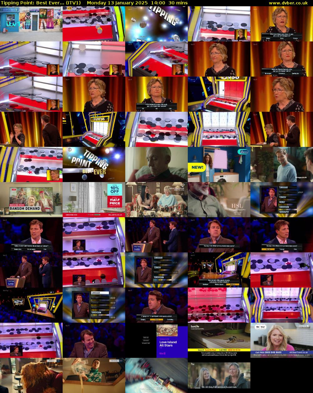 Tipping Point: Best Ever... (ITV1) Monday 13 January 2025 14:00 - 14:30