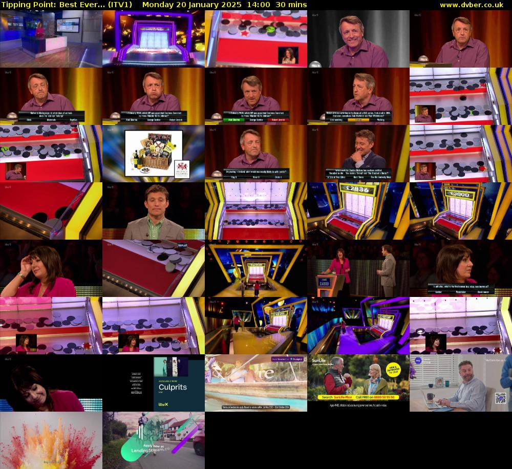 Tipping Point: Best Ever... (ITV1) Monday 20 January 2025 14:00 - 14:30