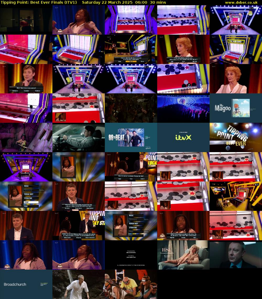 Tipping Point: Best Ever Finals (ITV1) Saturday 22 March 2025 06:00 - 06:30