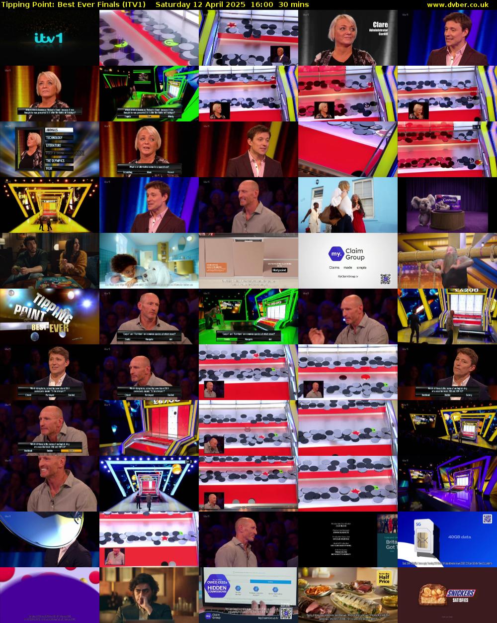 Tipping Point: Best Ever Finals (ITV1) Saturday 12 April 2025 16:00 - 16:30