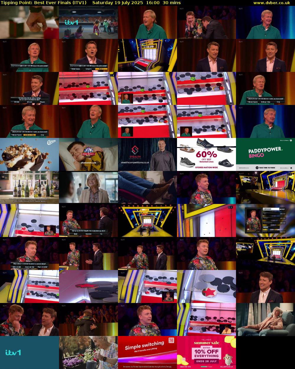 Tipping Point: Best Ever Finals (ITV1) Saturday 19 July 2025 16:00 - 16:30