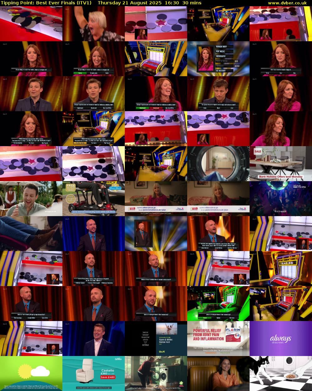 Tipping Point: Best Ever Finals (ITV1) Thursday 21 August 2025 16:30 - 17:00