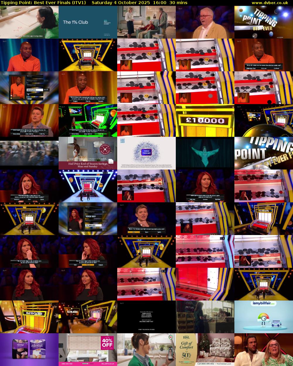 Tipping Point: Best Ever Finals (ITV1) Saturday 4 October 2025 16:00 - 16:30