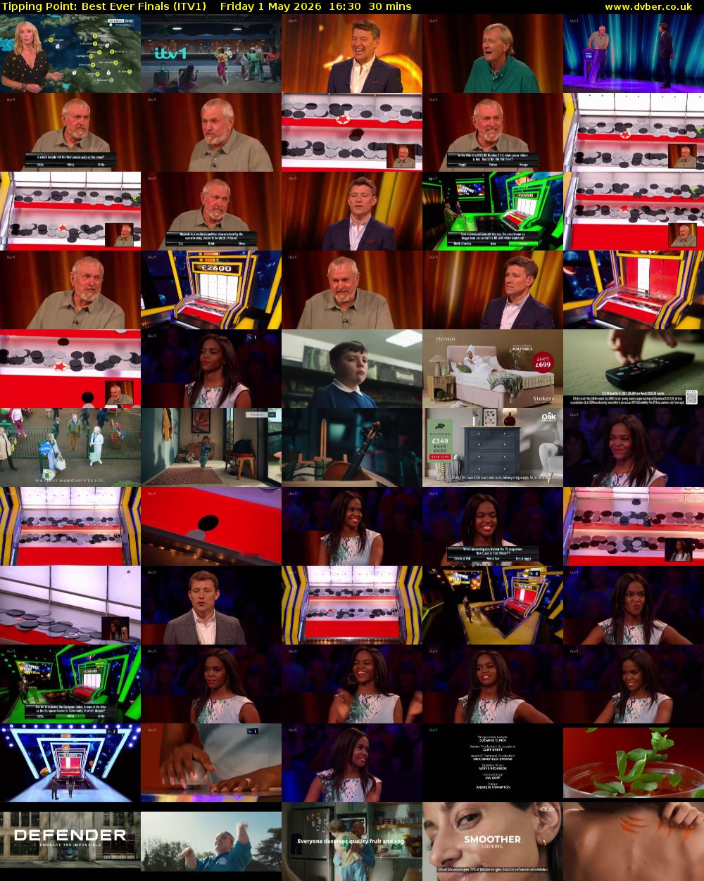 Tipping Point: Best Ever Finals (ITV1) Friday 1 May 2026 16:30 - 17:00