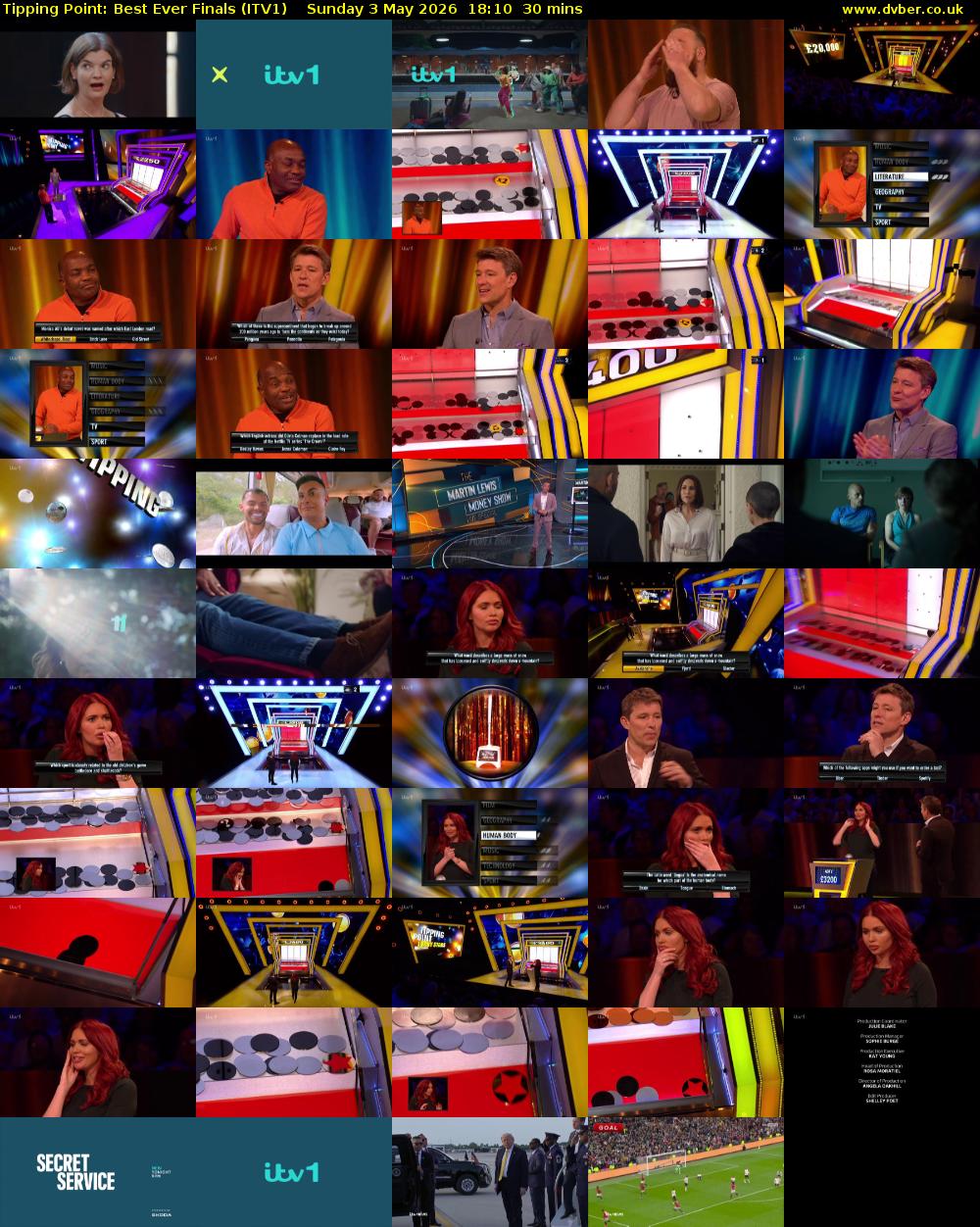 Tipping Point: Best Ever Finals (ITV1) Sunday 3 May 2026 18:10 - 18:40