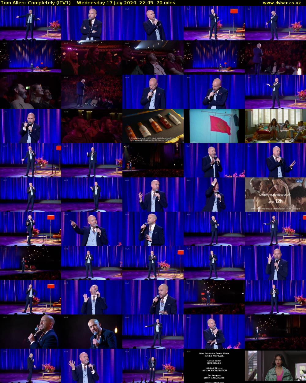 Tom Allen: Completely (ITV1) Wednesday 17 July 2024 22:45 - 23:55