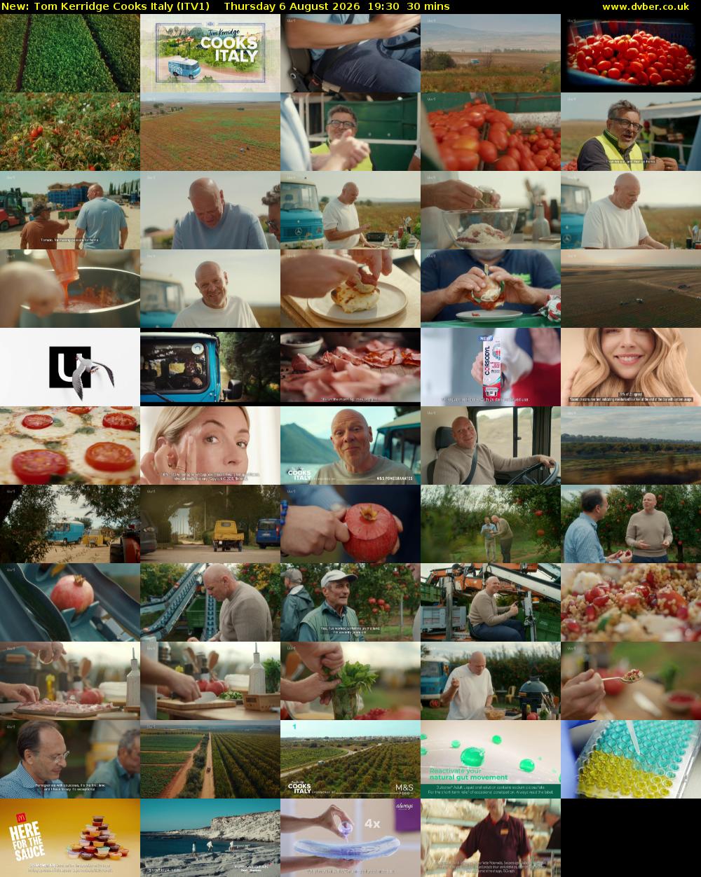 Tom Kerridge Cooks Italy (ITV1) Thursday 6 August 2026 19:30 - 20:00