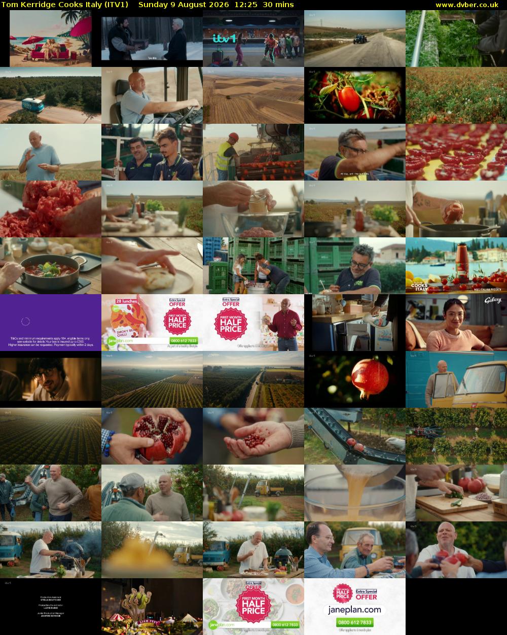 Tom Kerridge Cooks Italy (ITV1) Sunday 9 August 2026 12:25 - 12:55