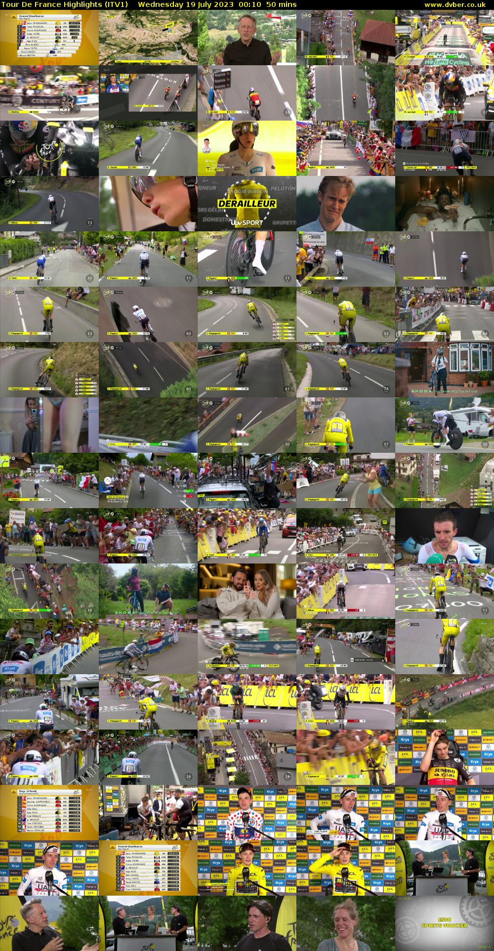 Tour De France Highlights (ITV1) Wednesday 19 July 2023 00:10 - 01:00