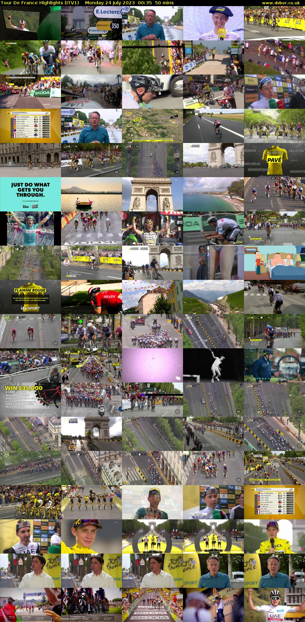 Tour De France Highlights (ITV1) Monday 24 July 2023 00:35 - 01:25