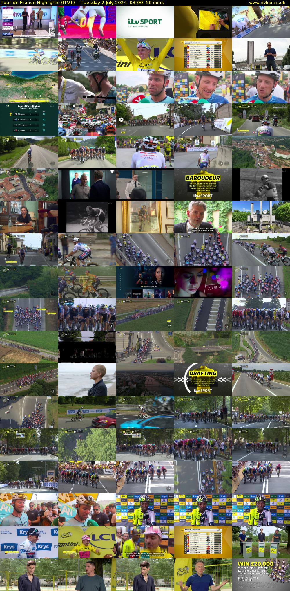 Tour De France Highlights (ITV1) Tuesday 2 July 2024 03:00 - 03:50