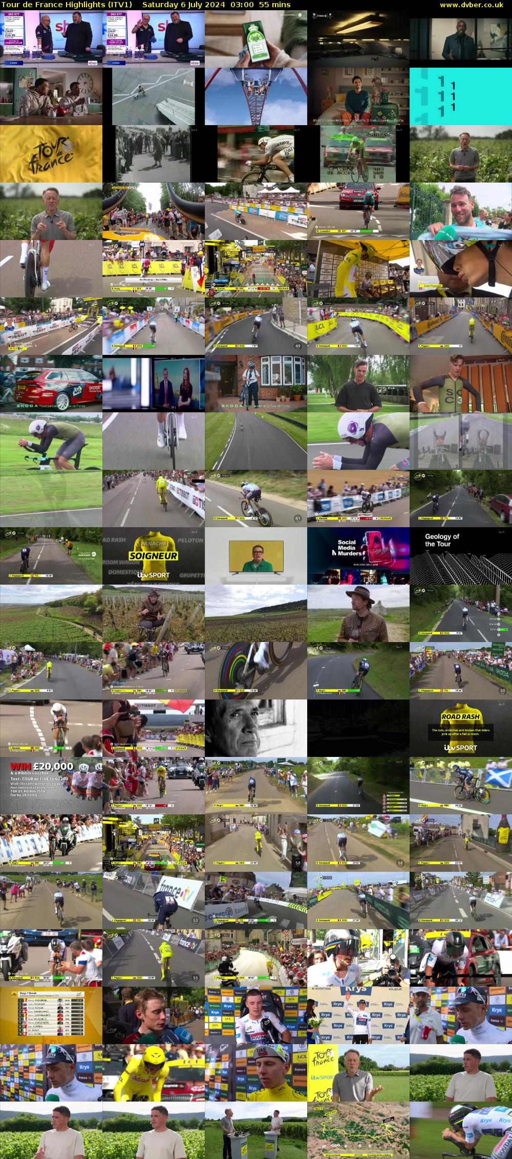Tour De France Highlights (ITV1) Saturday 6 July 2024 03:00 - 03:55