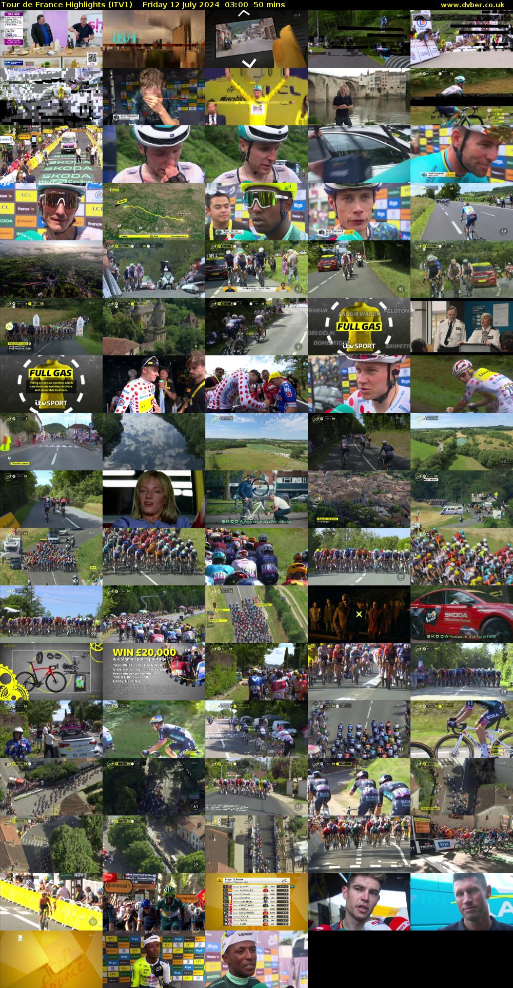 Tour De France Highlights (ITV1) Friday 12 July 2024 03:00 - 03:50