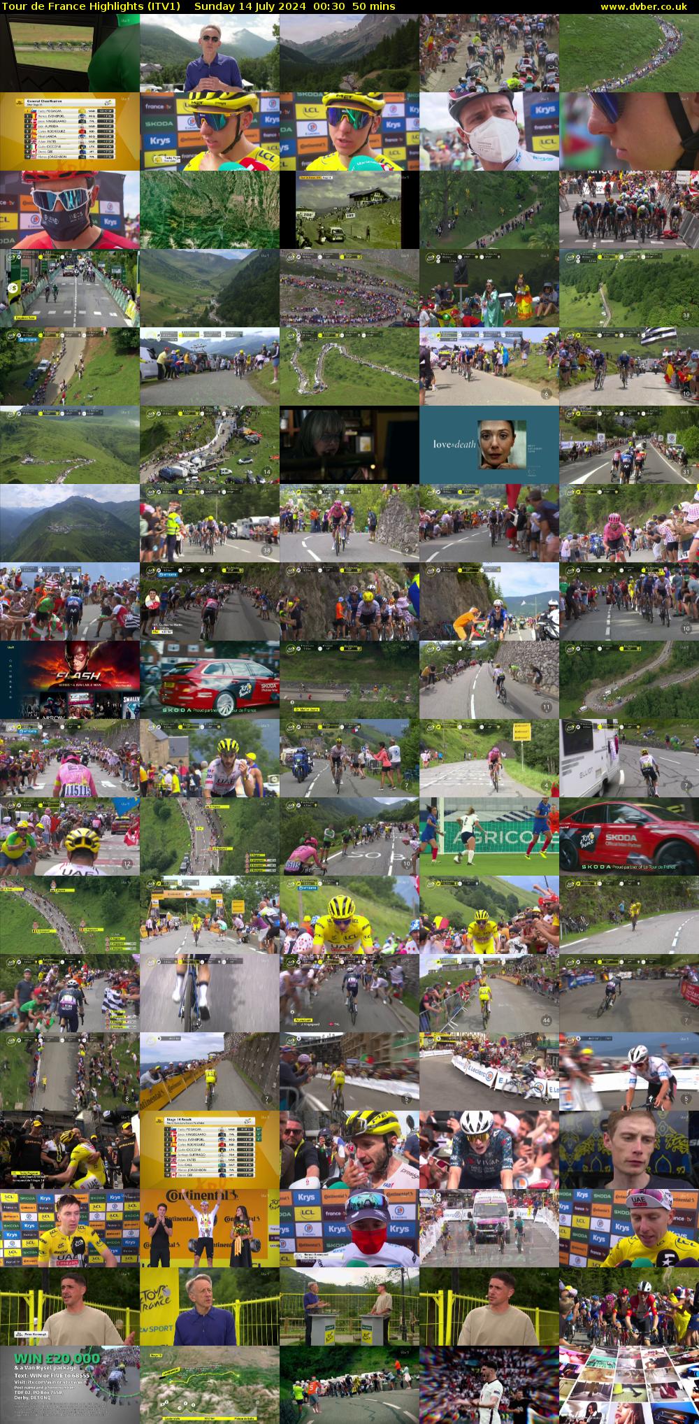 Tour De France Highlights (ITV1) Sunday 14 July 2024 00:30 - 01:20