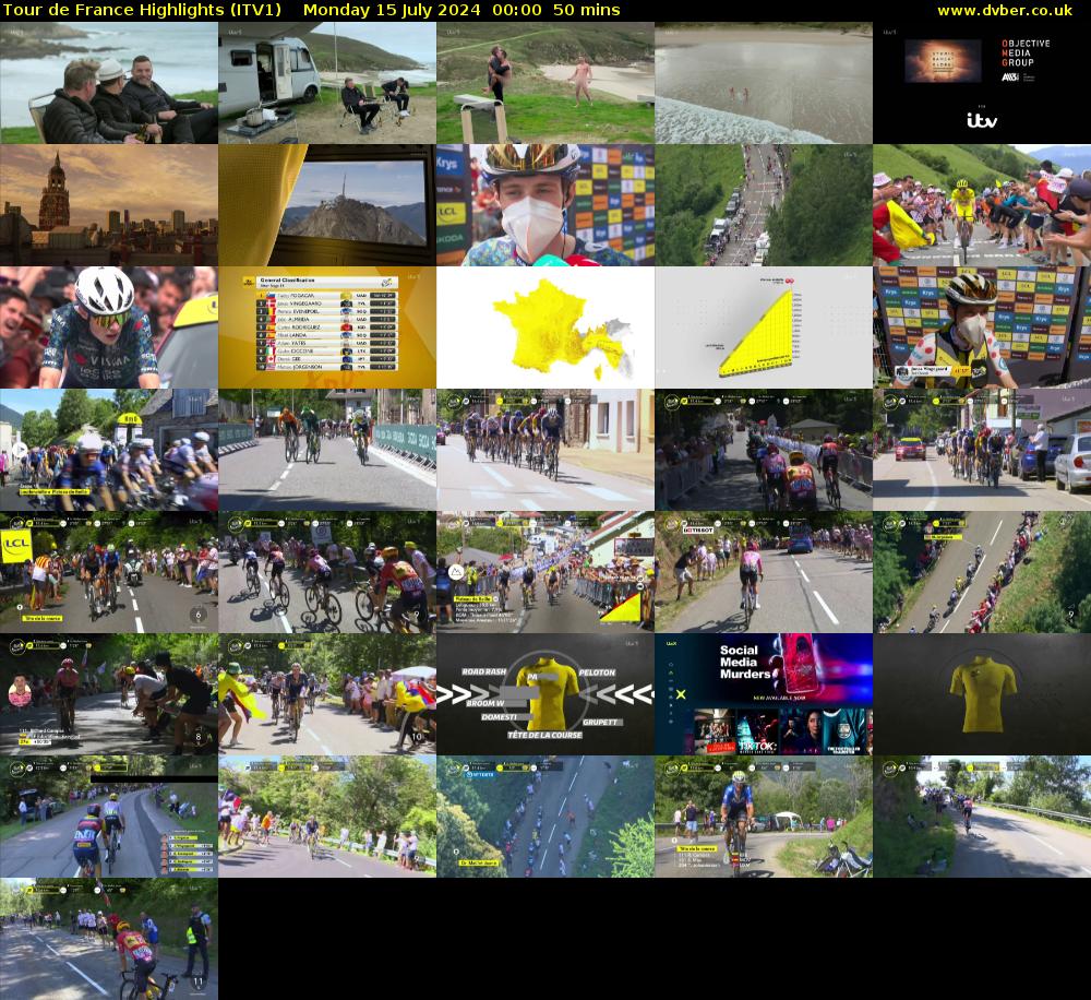 Tour De France Highlights (ITV1) Monday 15 July 2024 00:00 - 00:50