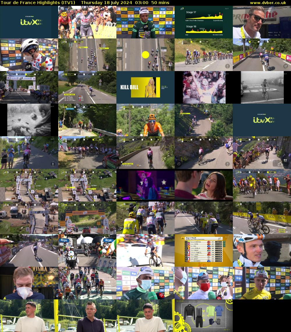 Tour De France Highlights (ITV1) Thursday 18 July 2024 03:00 - 03:50