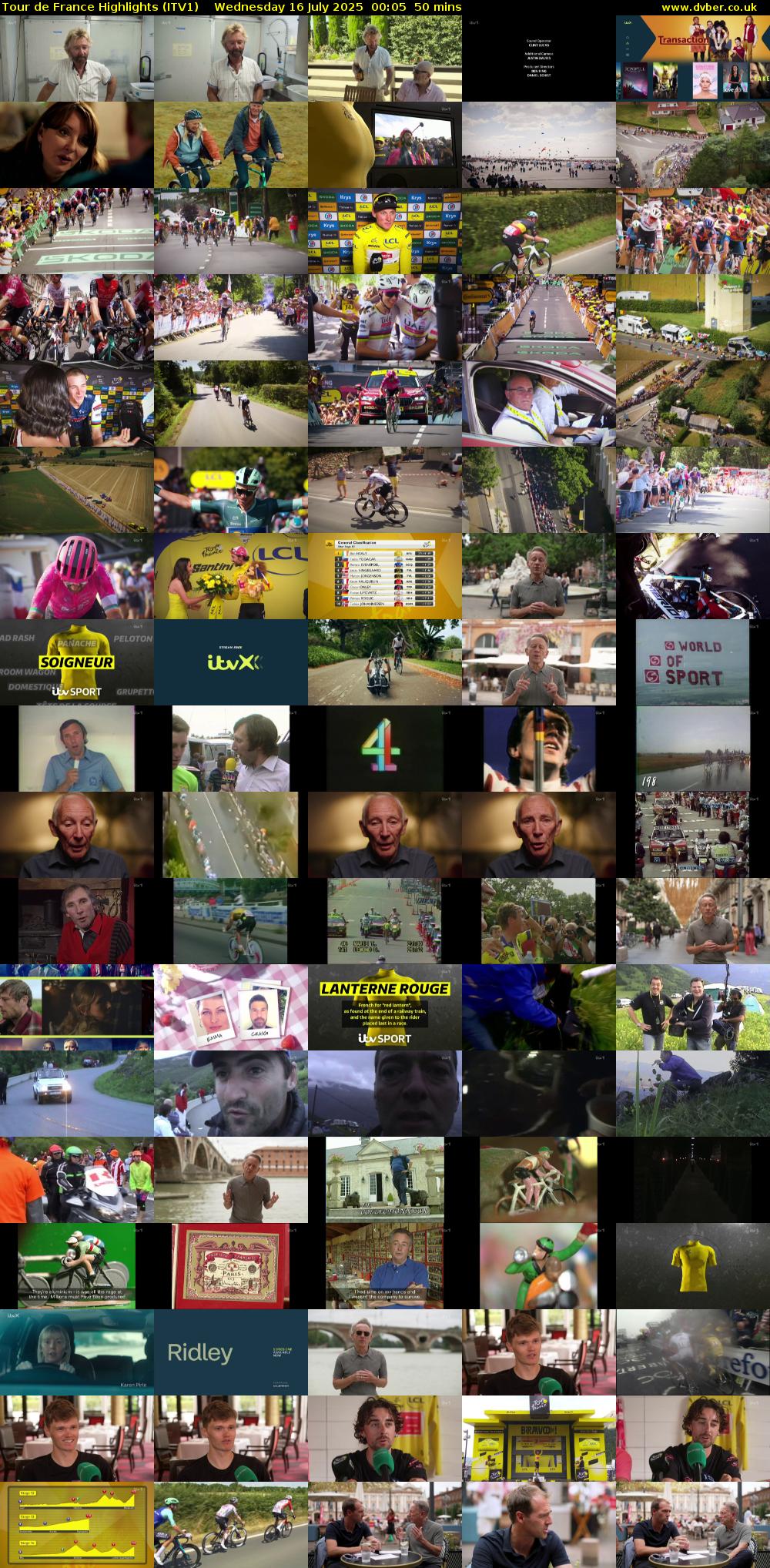 Tour De France Highlights (ITV1) Wednesday 16 July 2025 00:05 - 00:55