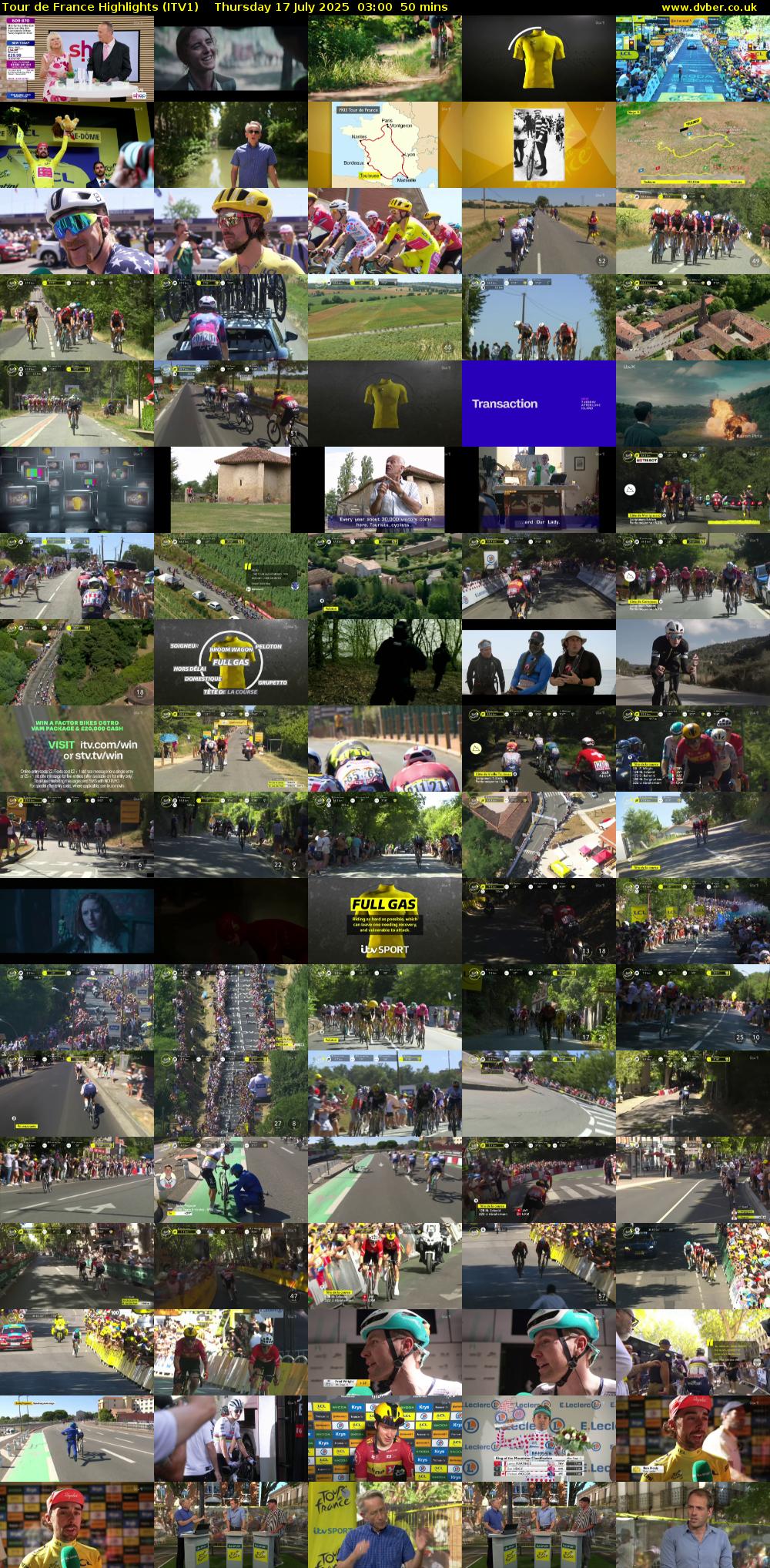 Tour De France Highlights (ITV1) Thursday 17 July 2025 03:00 - 03:50