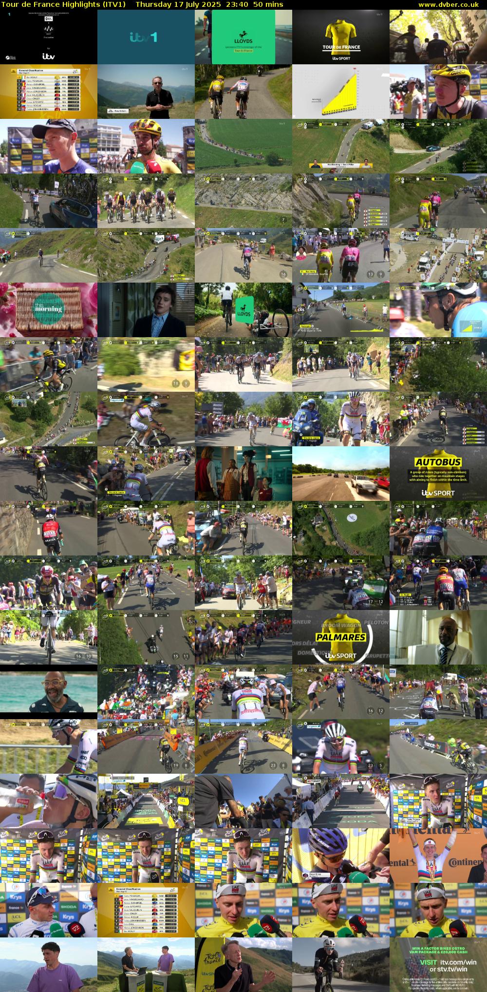 Tour De France Highlights (ITV1) Thursday 17 July 2025 23:40 - 00:30