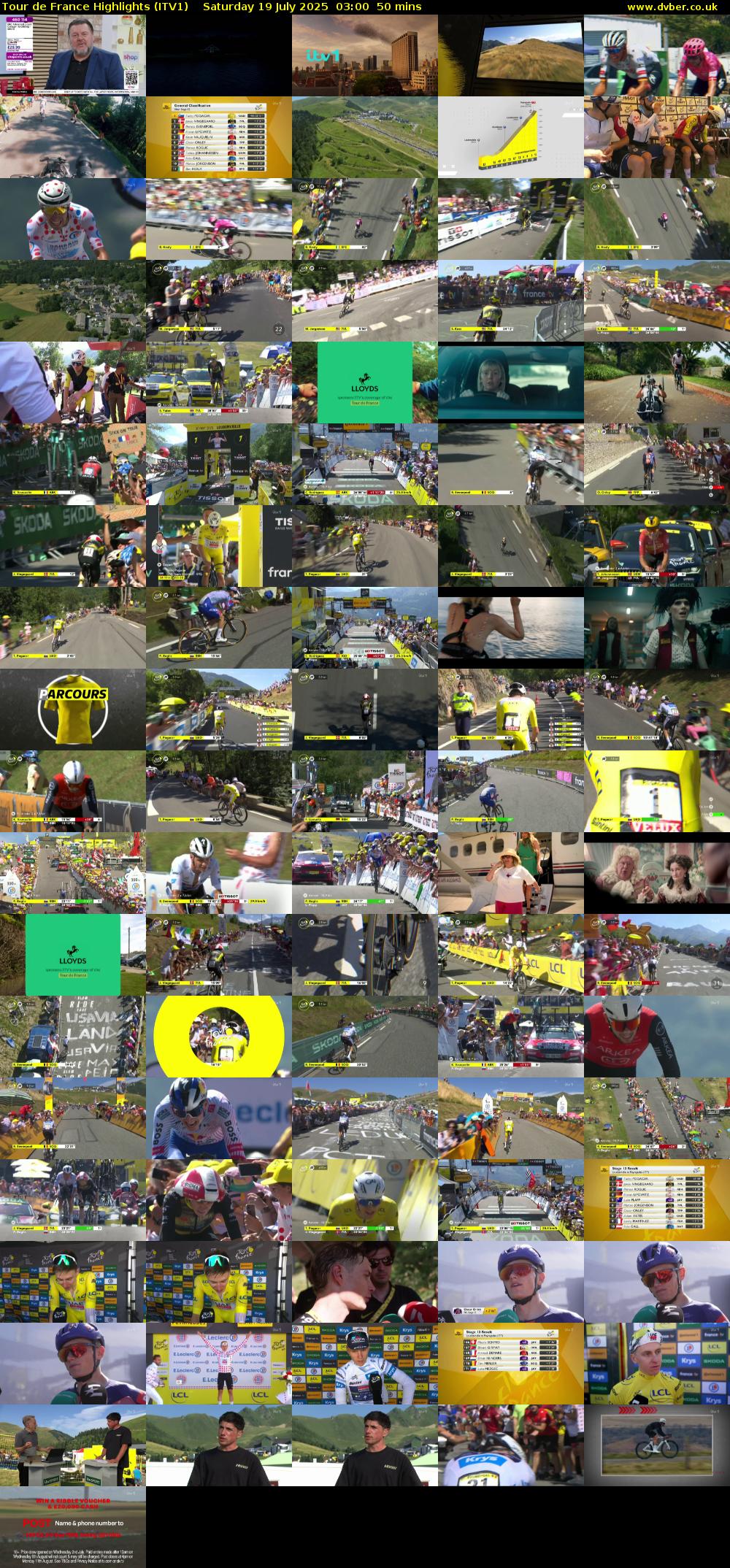 Tour De France Highlights (ITV1) Saturday 19 July 2025 03:00 - 03:50