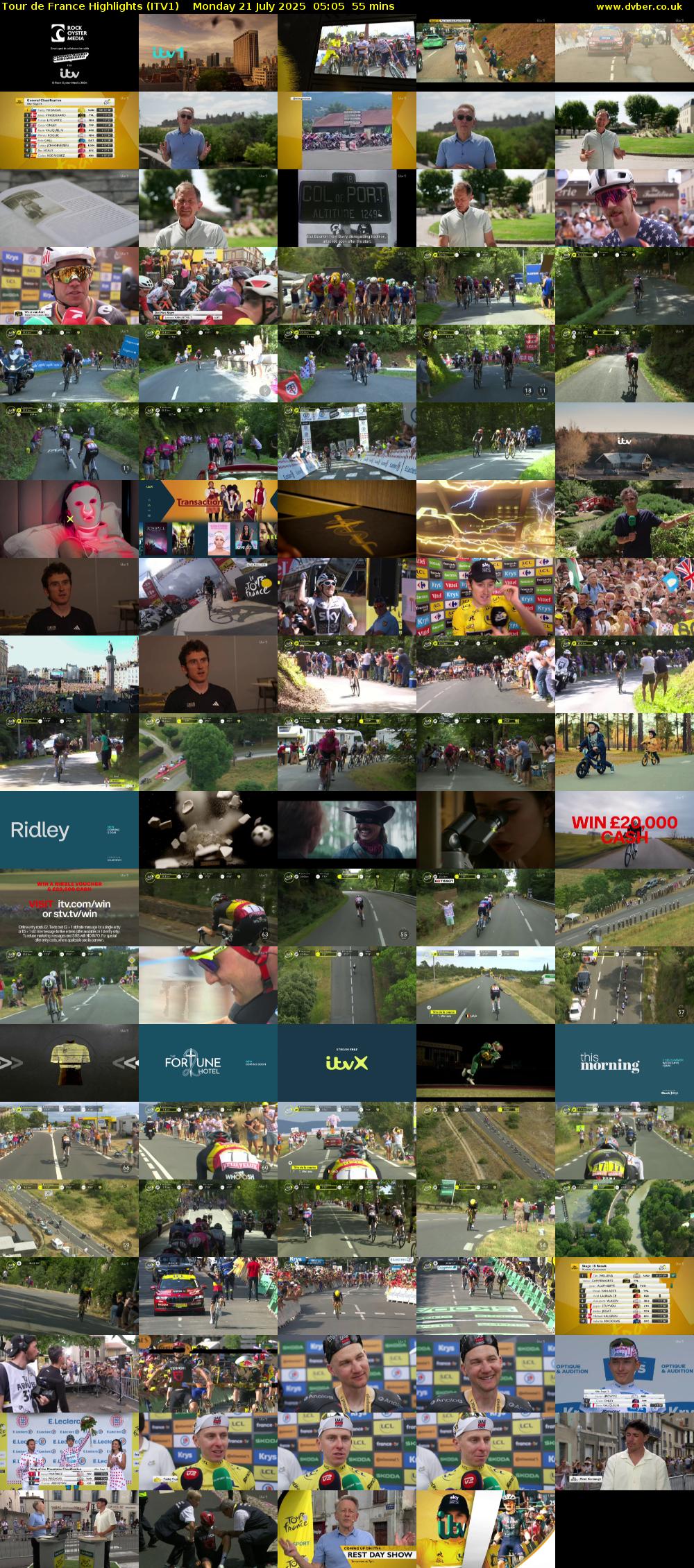 Tour De France Highlights (ITV1) Monday 21 July 2025 05:05 - 06:00