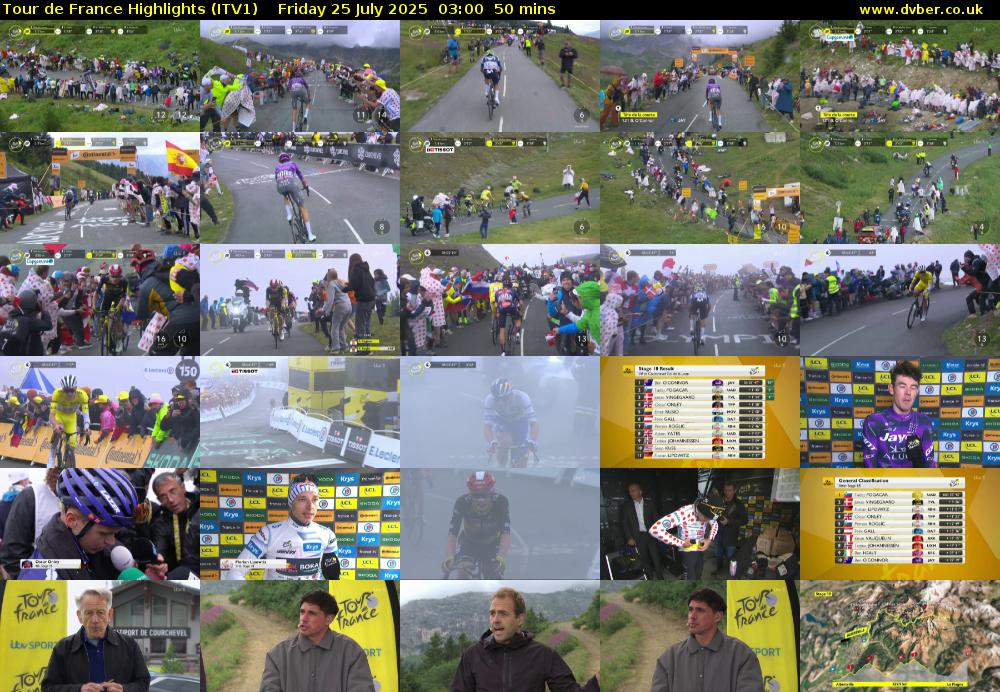 Tour De France Highlights (ITV1) Friday 25 July 2025 03:00 - 03:50