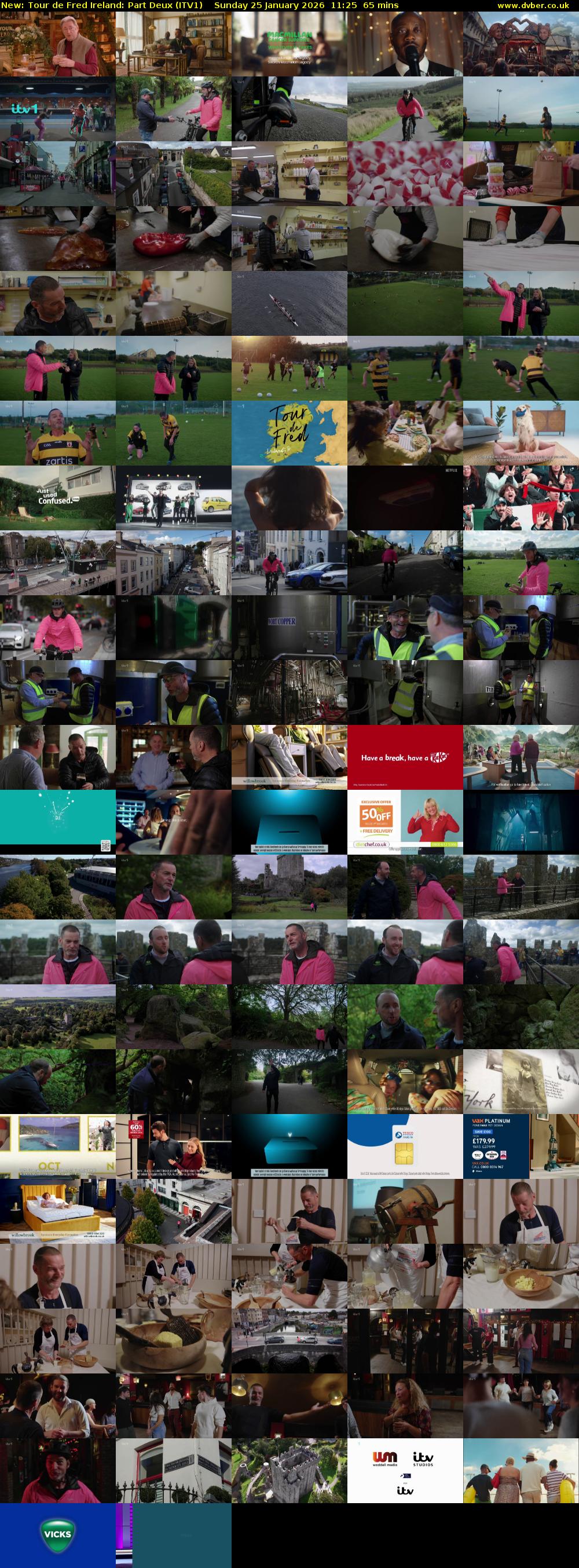 Tour de Fred Ireland: Part Deux (ITV1) Sunday 25 January 2026 11:25 - 12:30