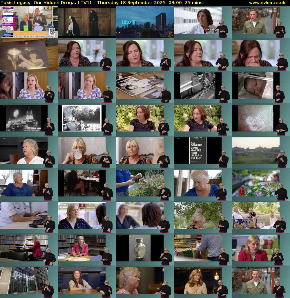 Toxic Legacy: Our Hidden Drug... (ITV1) Thursday 18 September 2025 03:00 - 03:25