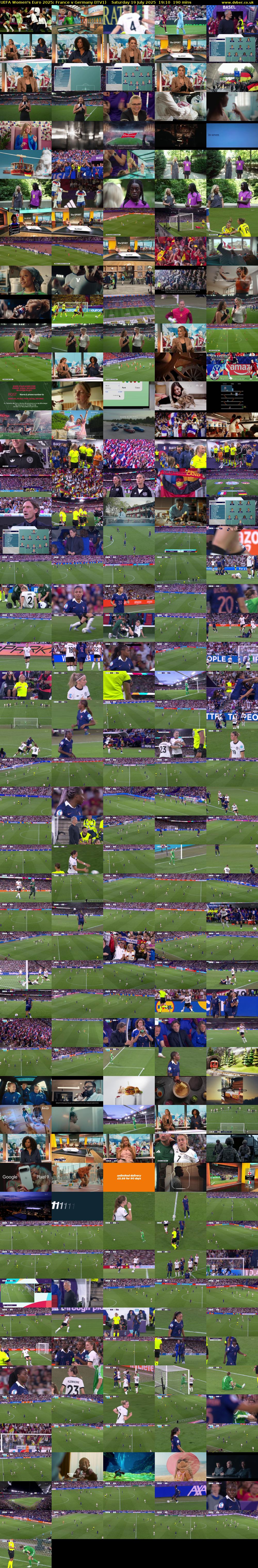UEFA Women's Euro 2025: France v Germany (ITV1) Saturday 19 July 2025 19:10 - 22:20