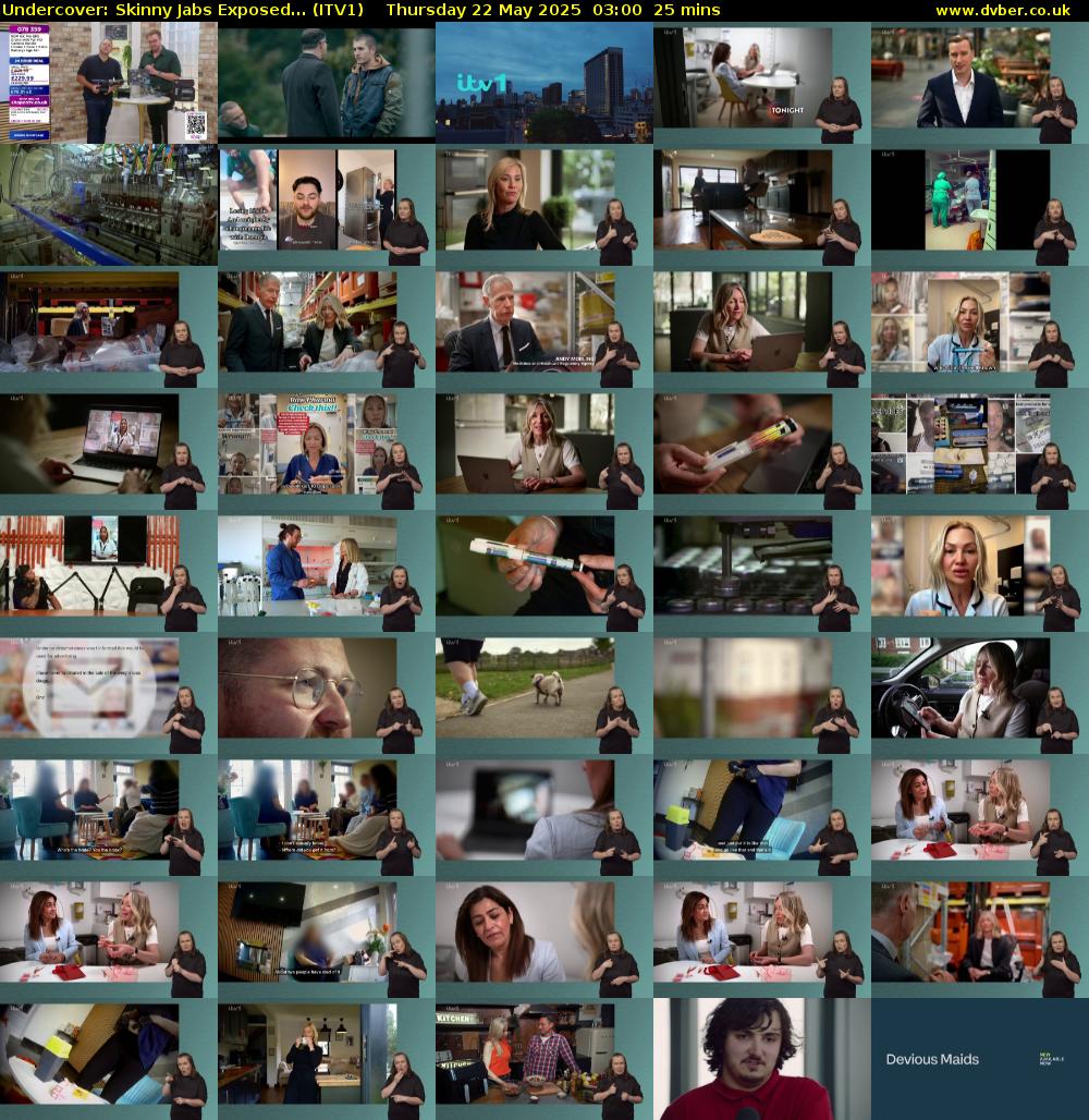Undercover: Skinny Jabs Exposed... (ITV1) Thursday 22 May 2025 03:00 - 03:25