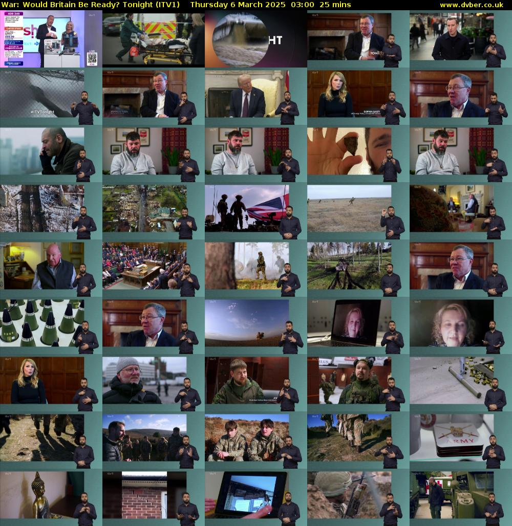 War: Would Britain Be Ready? Tonight (ITV1) Thursday 6 March 2025 03:00 - 03:25