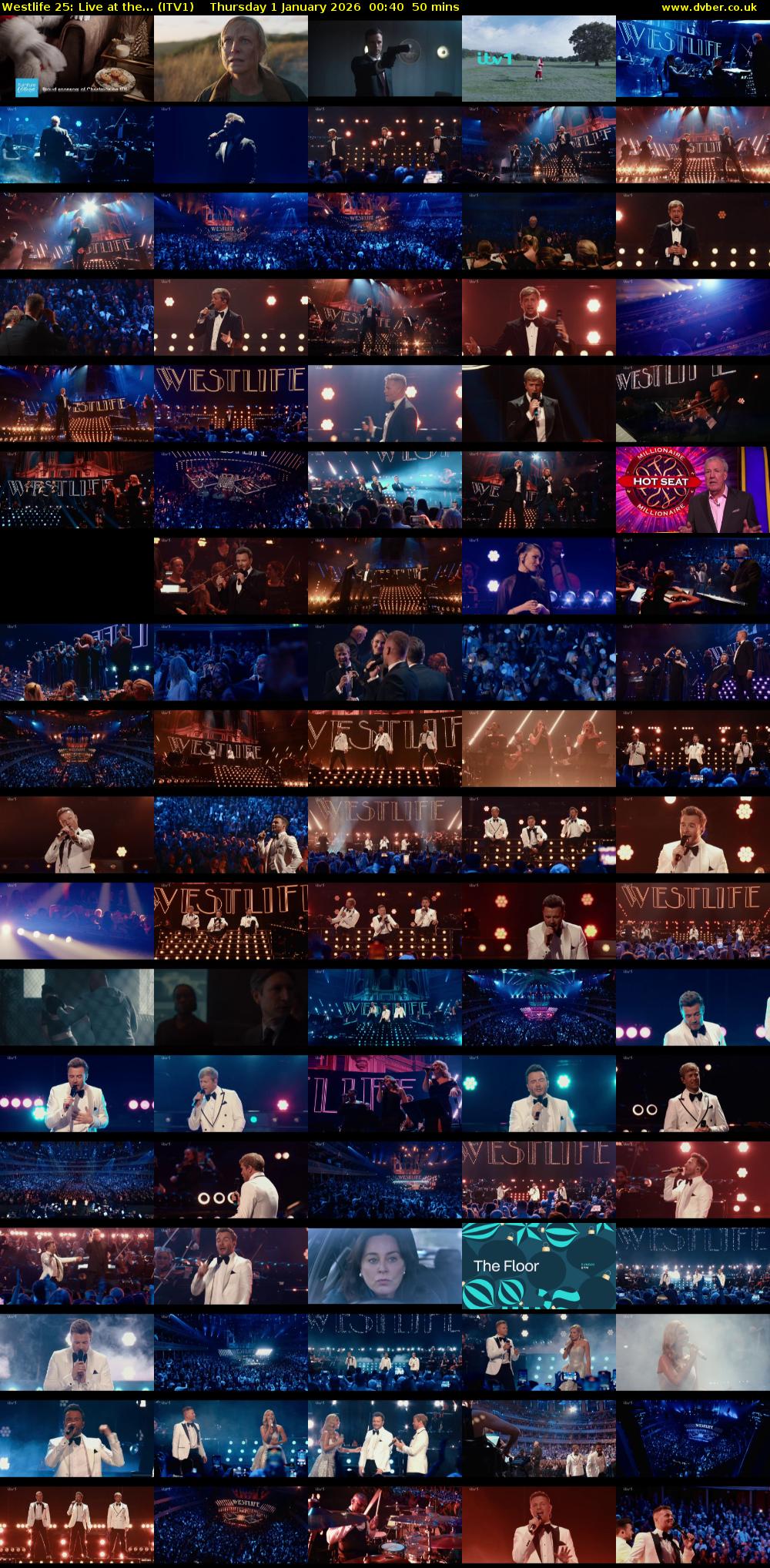 Westlife 25: Live at the... (ITV1) Thursday 1 January 2026 00:40 - 01:30
