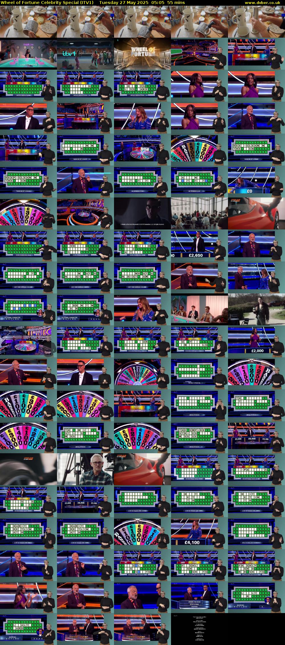 Wheel of Fortune Celebrity Special (ITV1) Tuesday 27 May 2025 05:05 - 06:00