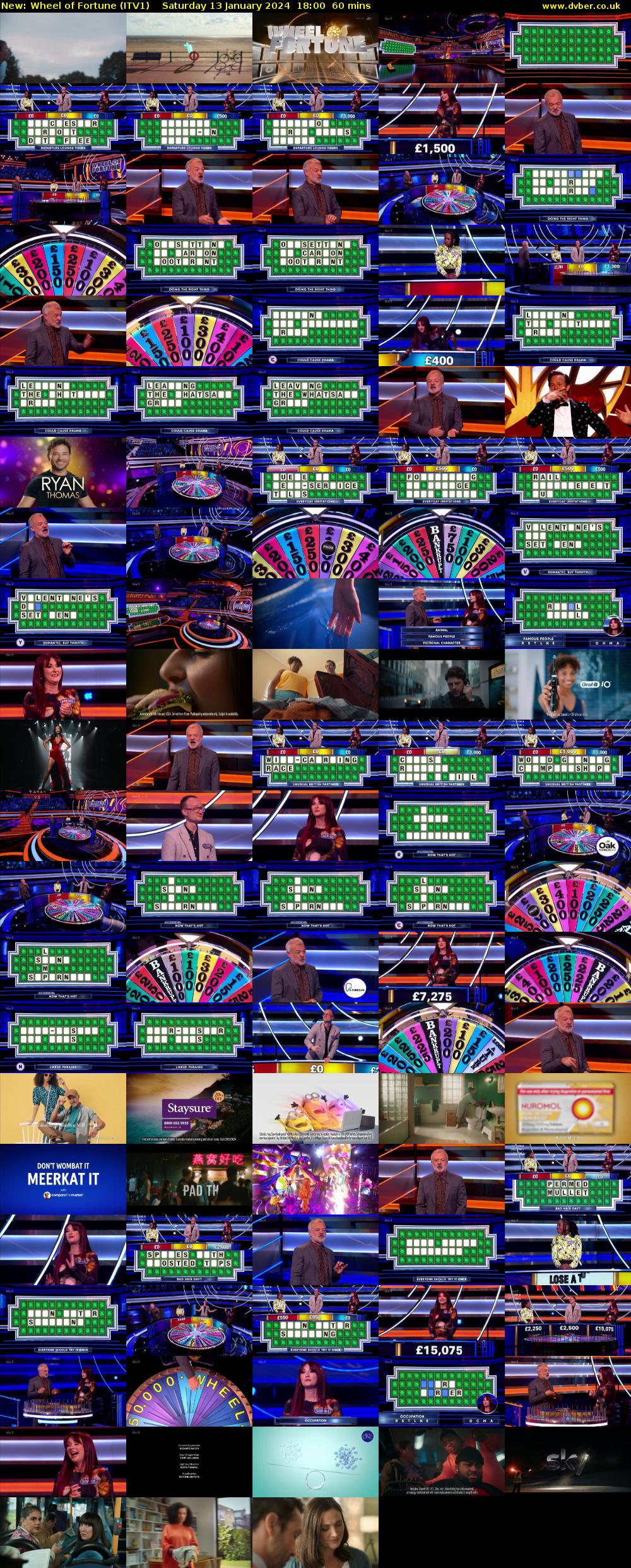 Wheel of Fortune (ITV1) Saturday 13 January 2024 18:00 - 19:00
