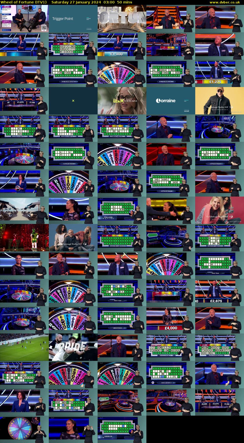 Wheel of Fortune (ITV1) Saturday 27 January 2024 03:00 - 03:50