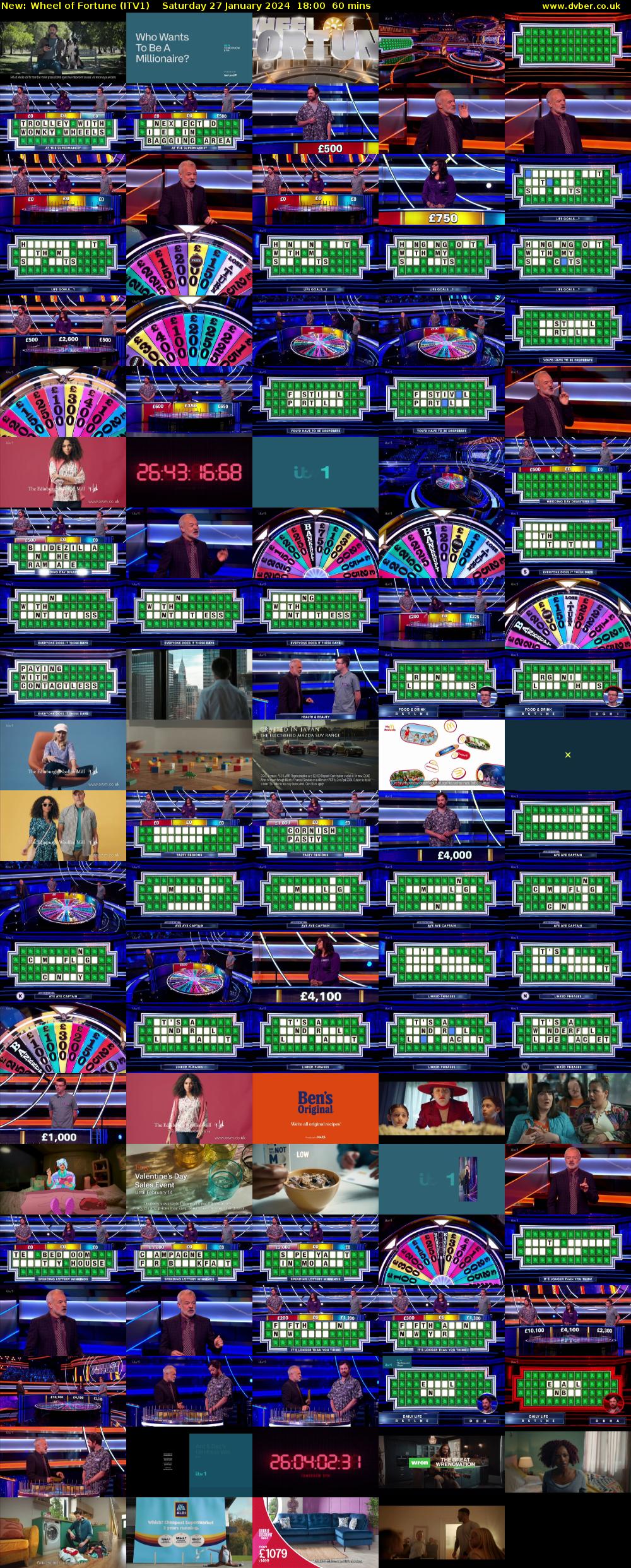 Wheel of Fortune (ITV1) Saturday 27 January 2024 18:00 - 19:00