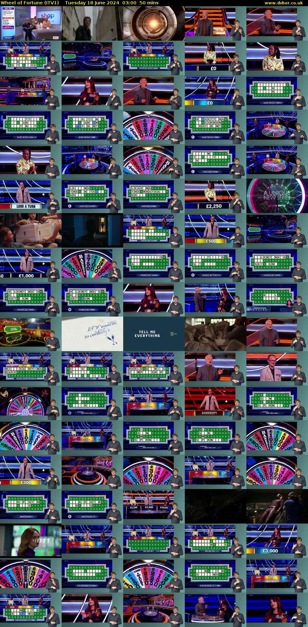 Wheel of Fortune (ITV1) Tuesday 18 June 2024 03:00 - 03:50
