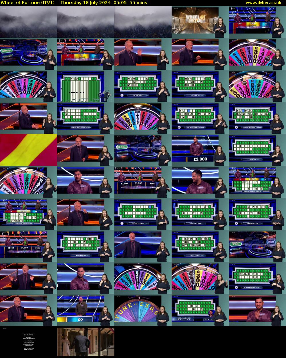 Wheel of Fortune (ITV1) Thursday 18 July 2024 05:05 - 06:00