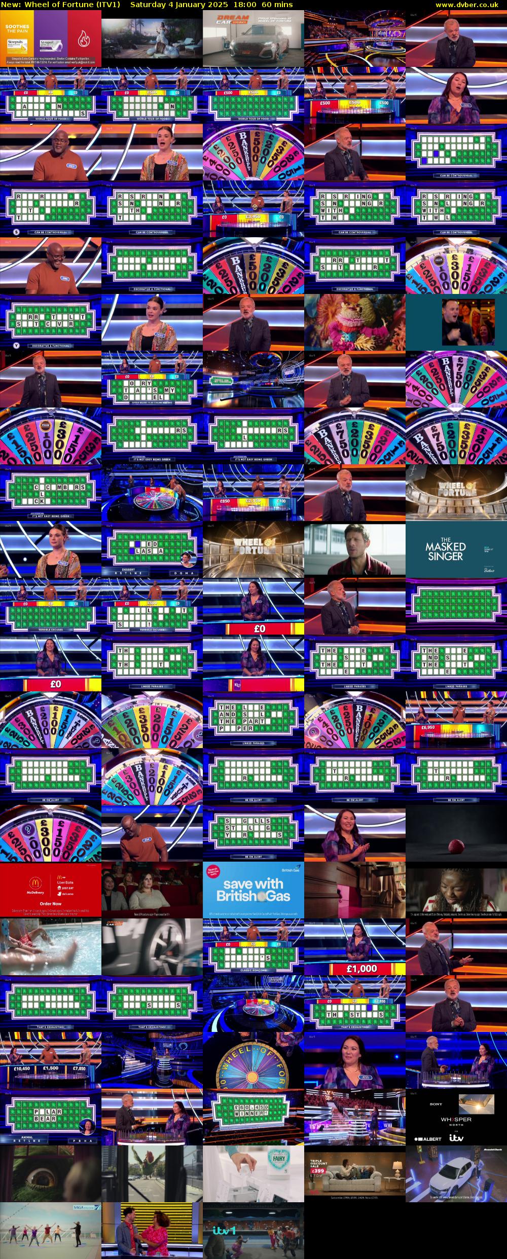 Wheel of Fortune (ITV1) Saturday 4 January 2025 18:00 - 19:00