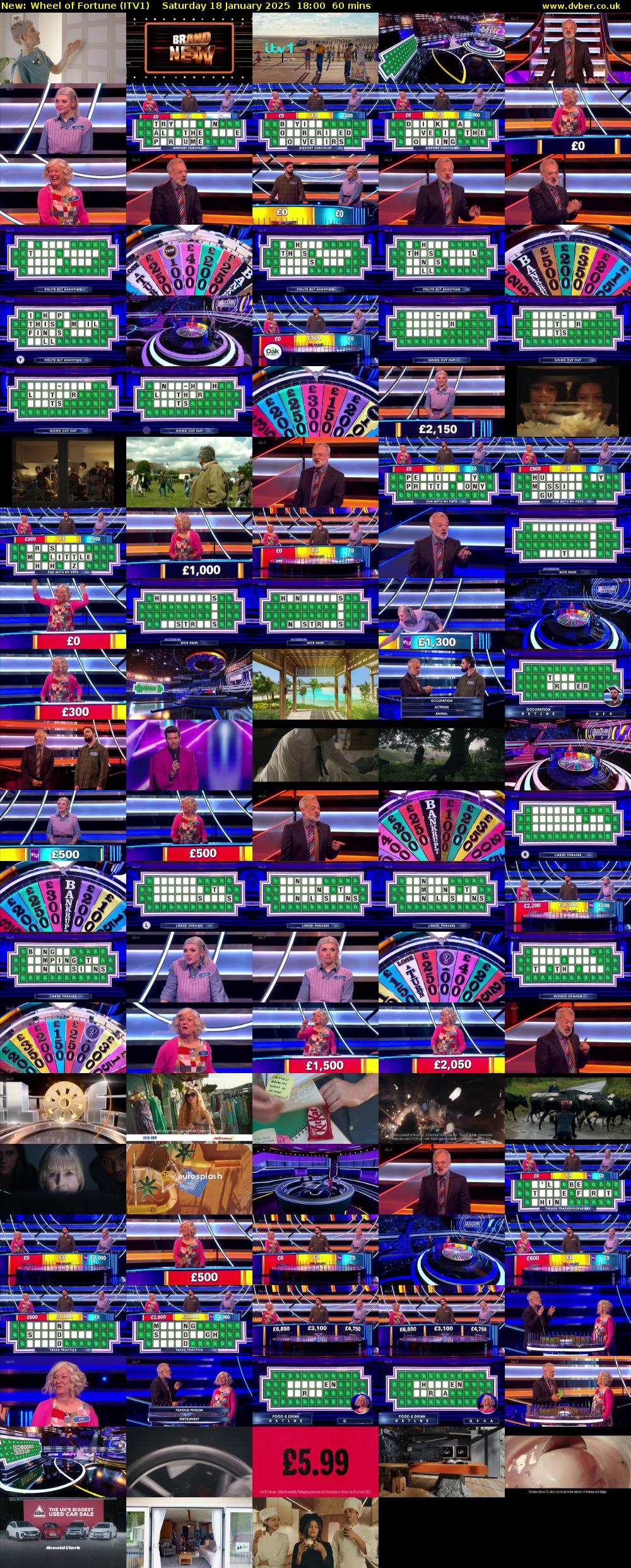 Wheel of Fortune (ITV1) Saturday 18 January 2025 18:00 - 19:00