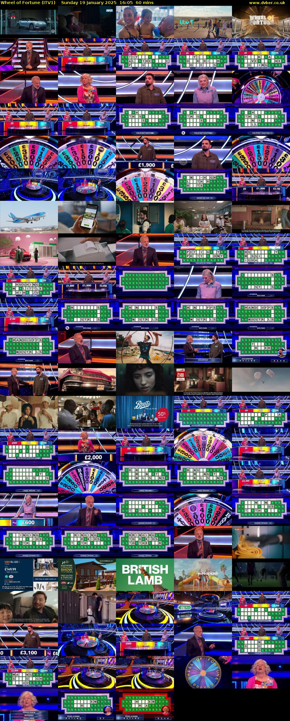 Wheel of Fortune (ITV1) Sunday 19 January 2025 16:05 - 17:05