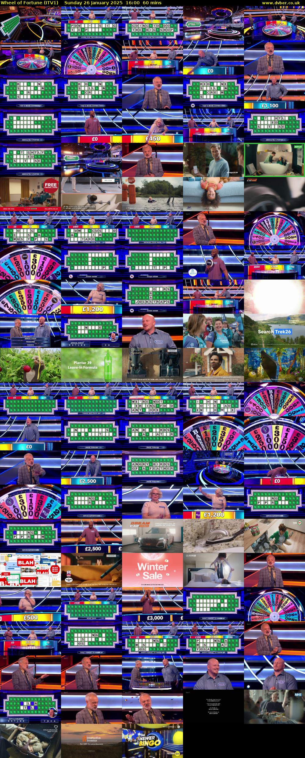 Wheel of Fortune (ITV1) Sunday 26 January 2025 16:00 - 17:00