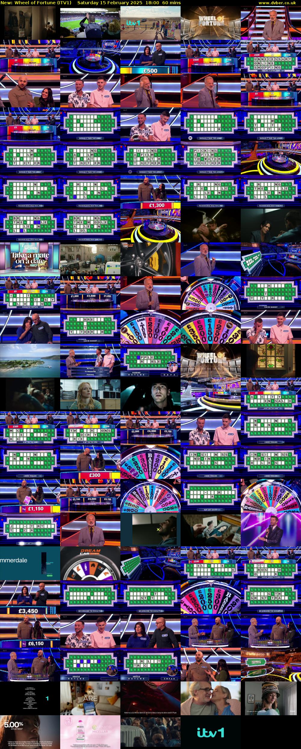 Wheel of Fortune (ITV1) Saturday 15 February 2025 18:00 - 19:00