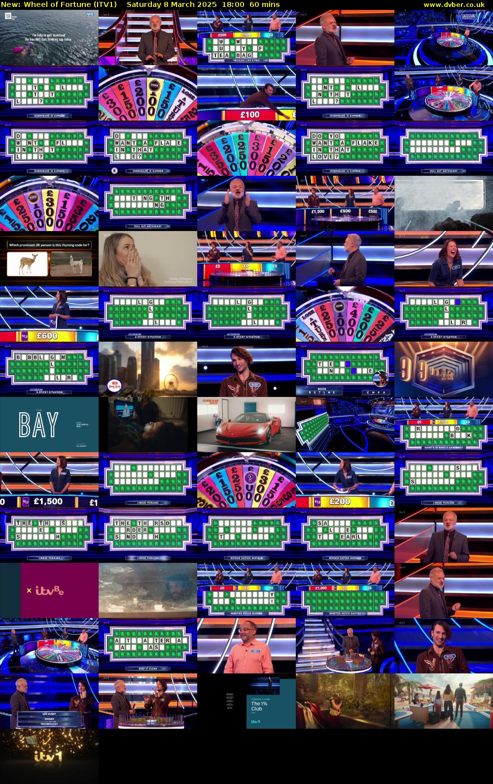 Wheel of Fortune (ITV1) Saturday 8 March 2025 18:00 - 19:00