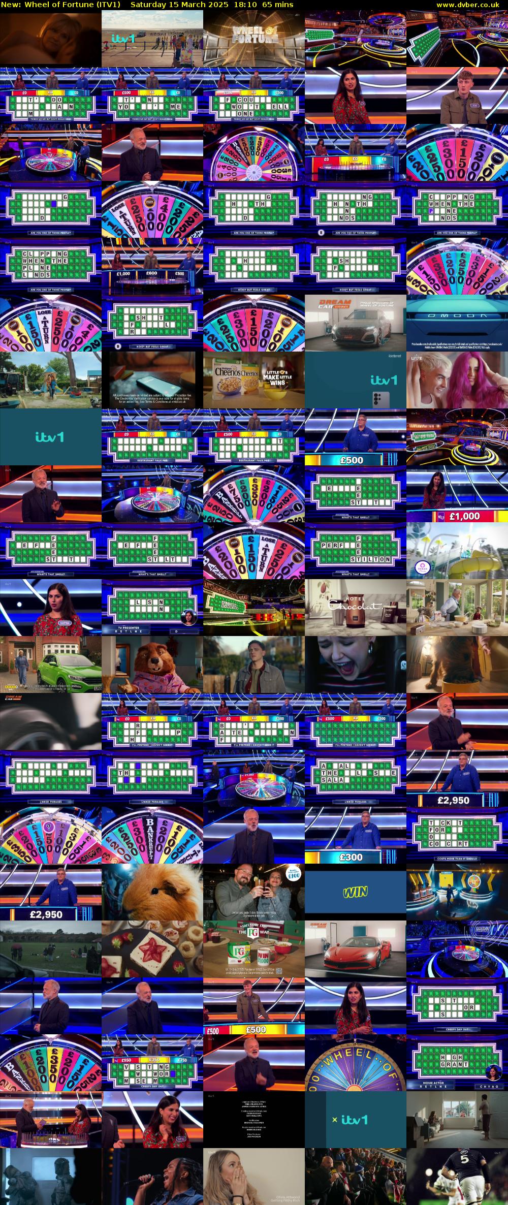 Wheel of Fortune (ITV1) Saturday 15 March 2025 18:10 - 19:15