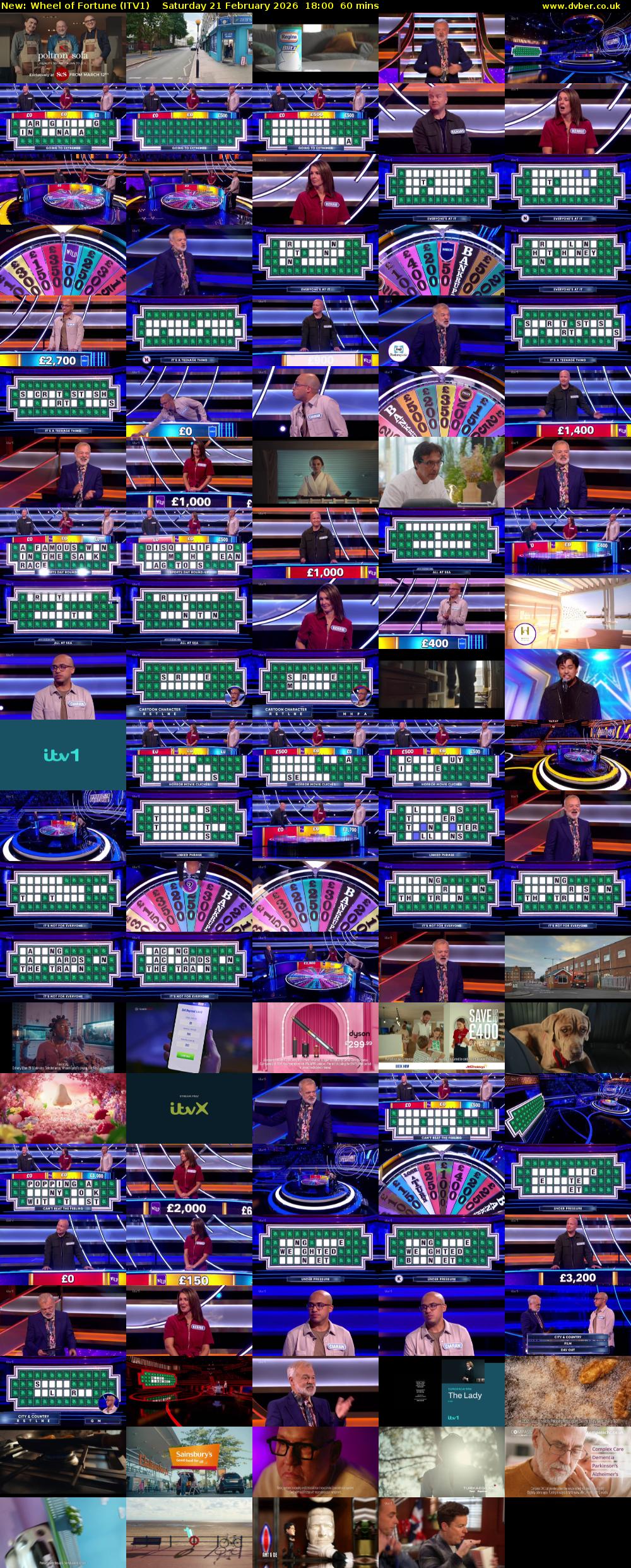 Wheel of Fortune (ITV1) Saturday 21 February 2026 18:00 - 19:00